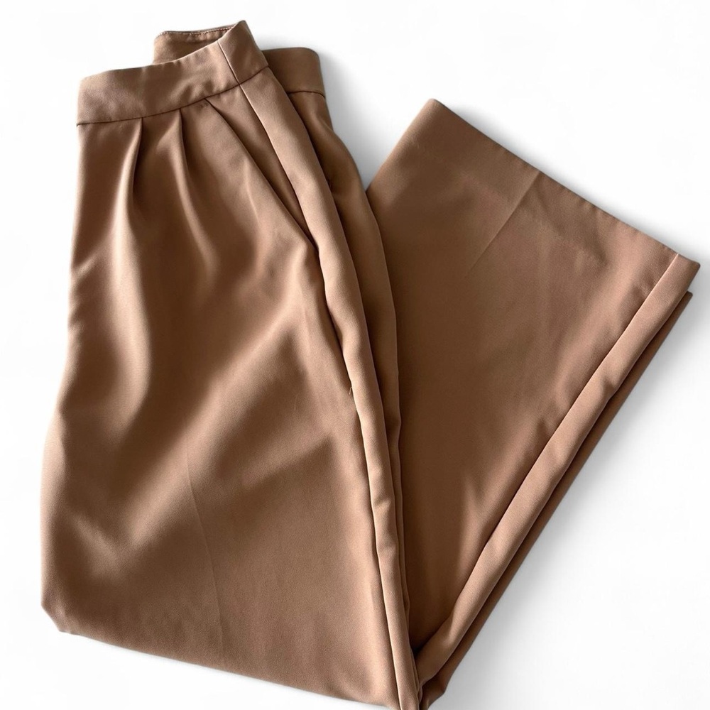 Express Wide Leg Tan Trousers
